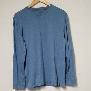 Classic Blue Long Sleeve Cotton Tee for Men